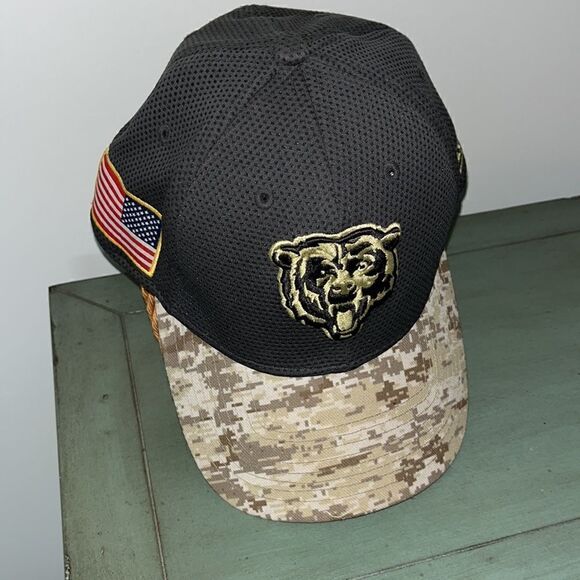 Chicago Bears Salute to Service used NFL baseball digital Camo bill cap S/M worn - Picture 1 of 5